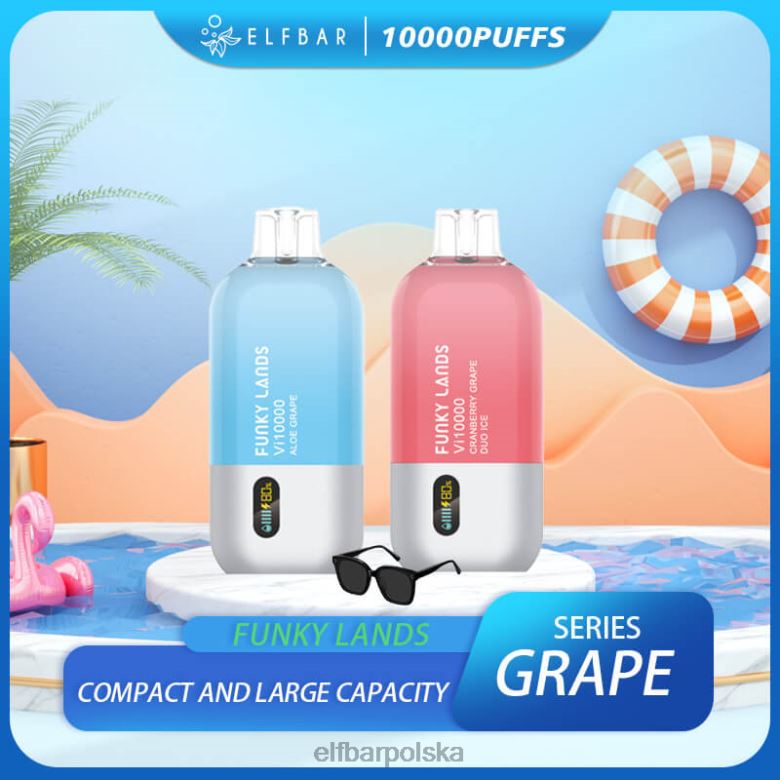 ELFBAR Funky Lands, jednorazowy vape vi10000 o najlepszym smaku, z serii winogron 46XNB149 winogrono aloesowe