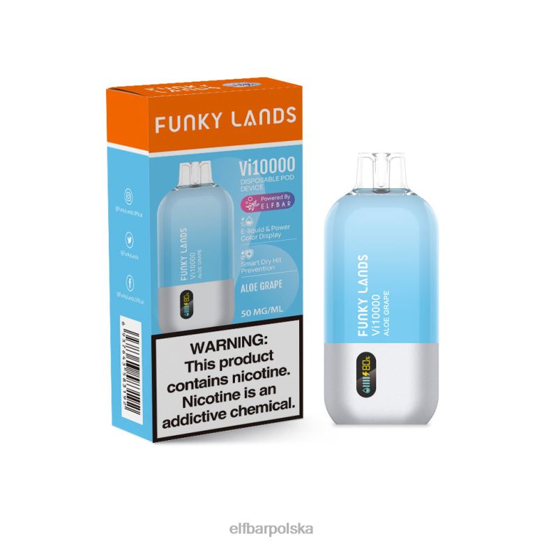ELFBAR Funky Lands, jednorazowy vape vi10000 o najlepszym smaku, z serii winogron 46XNB150 lód duet winogron żurawinowych