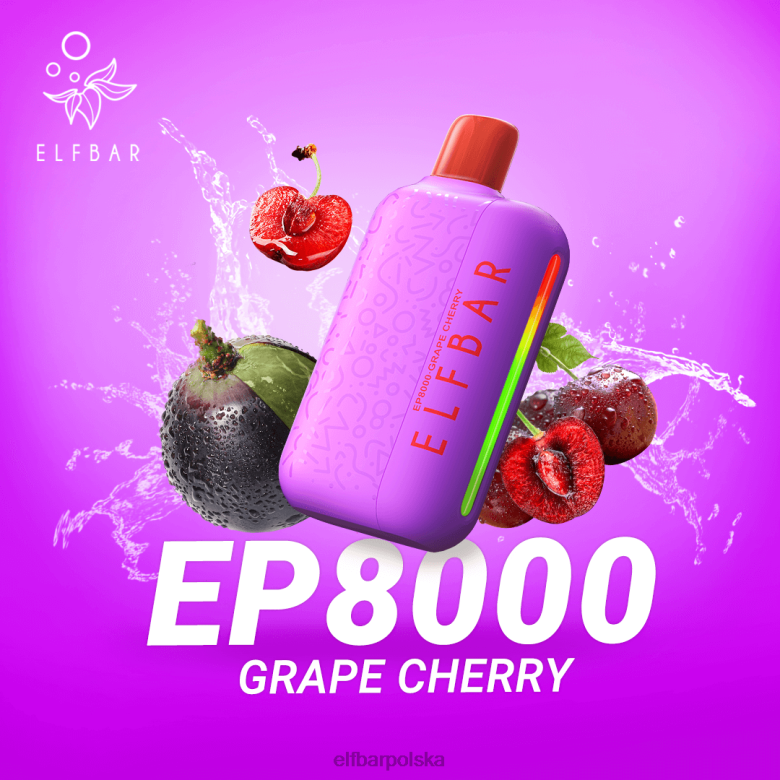 ELFBAR jednorazowe vape nowe zaciągnięcia ep8000 46XNB59 lód winogronowy