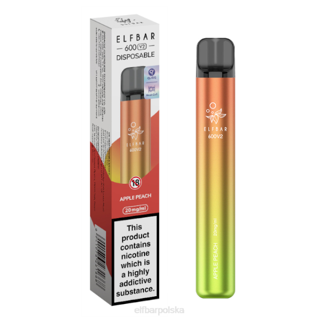 Waporyzator jednorazowy elfbar 600v2 - 20mg 42RP11 jabłko brzoskwinia