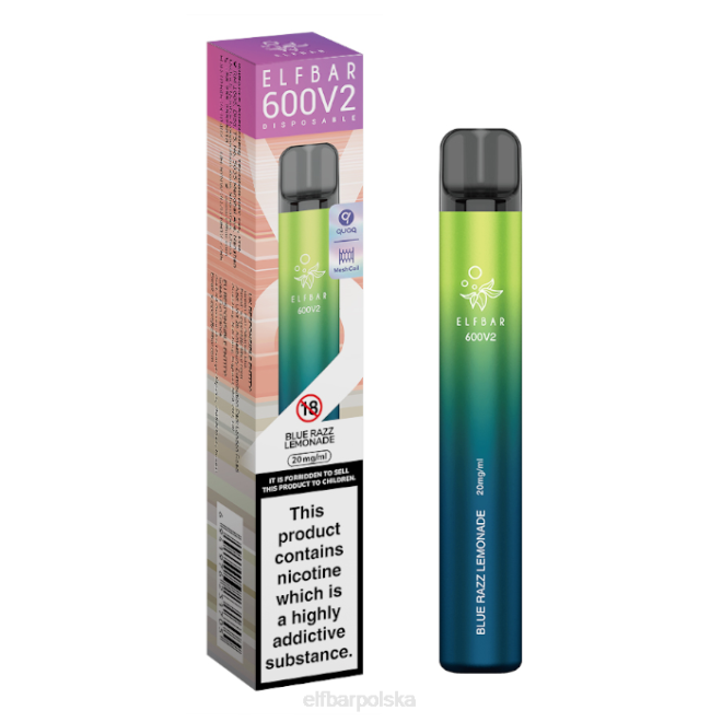 Waporyzator jednorazowy elfbar 600v2 - 20mg 42RP13 niebieska lemoniada razz