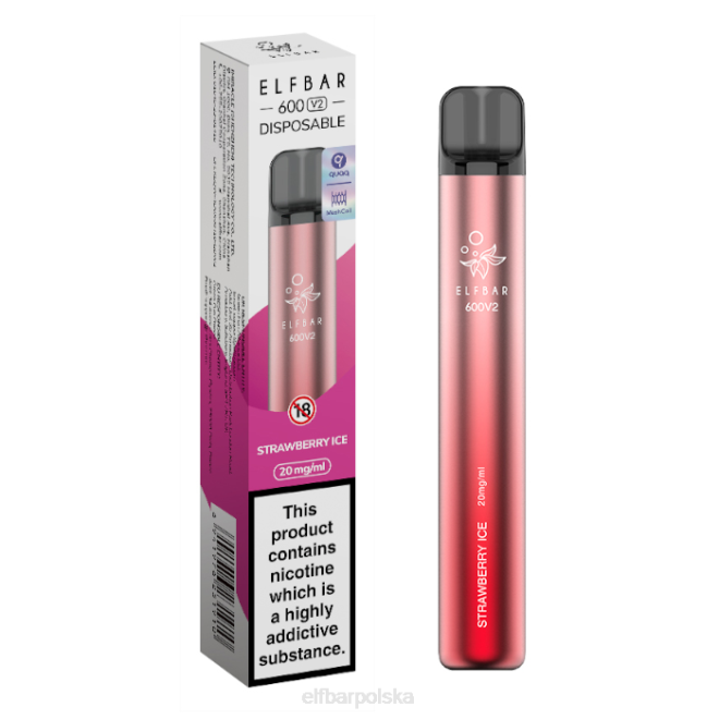Waporyzator jednorazowy elfbar 600v2 - 20mg 42RP14 lód truskawkowy