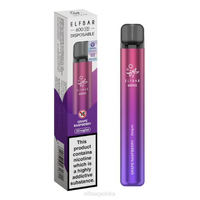 Waporyzator jednorazowy elfbar 600v2 - 20mg 42RP24 malina winogronowa