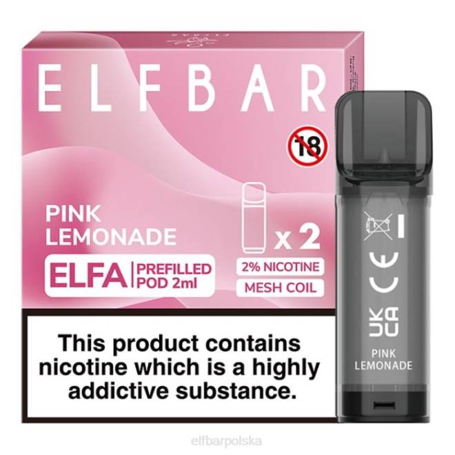 elfbar elfa kapsułka - 2ml - 20mg (2 opakowania) 42RP111 różowa lemoniada