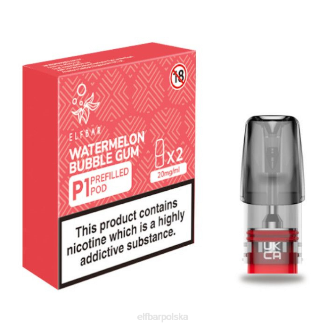 elfbar mate 500 p1 napełnione kapsułki - 20 mg (2 opakowania) gumy balonowej arbuzowej 42RP159