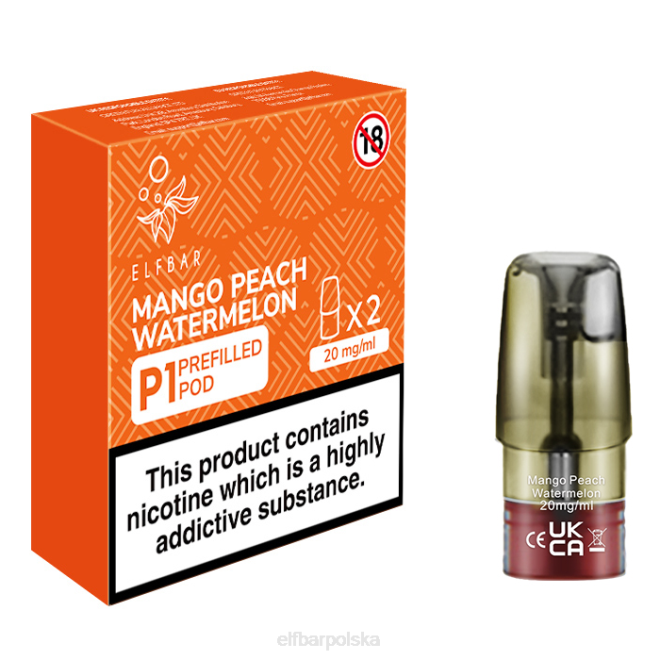 elfbar mate 500 p1 napełnione kapsułki - 20 mg (2 opakowania) mango brzoskwinia arbuz 42RP158