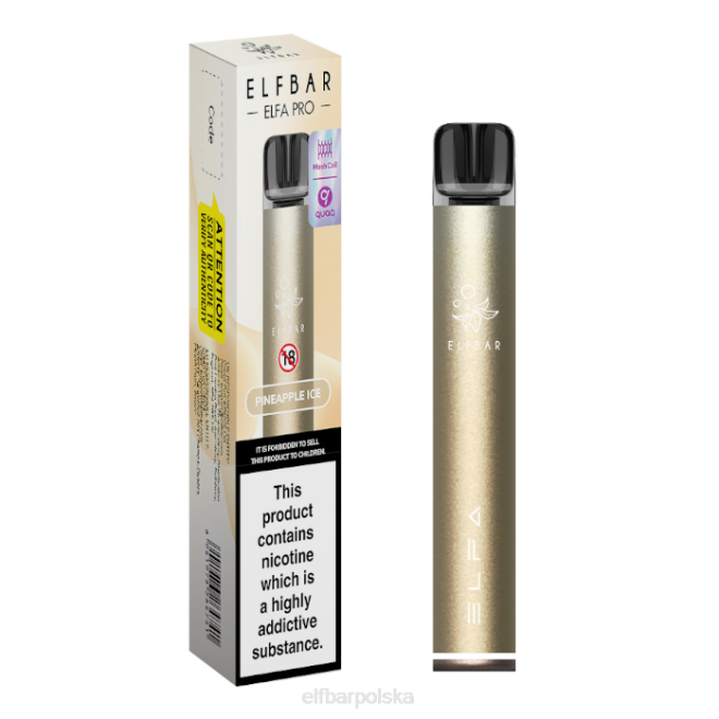 zestaw elfbar elfa pro pod - akumulator 42RP75 kapsułka w kolorze ciemnego złota + lód ananasowy